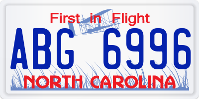 NC license plate ABG6996