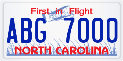 NC license plate ABG7000