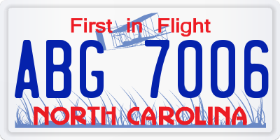 NC license plate ABG7006