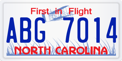 NC license plate ABG7014