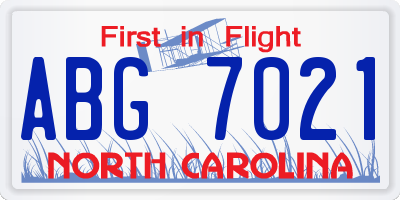 NC license plate ABG7021