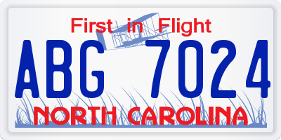 NC license plate ABG7024