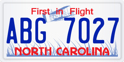 NC license plate ABG7027