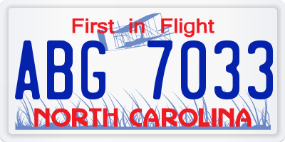 NC license plate ABG7033