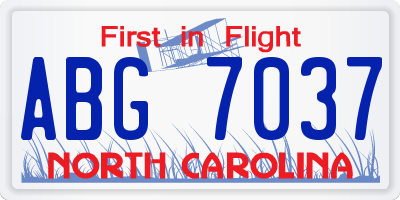 NC license plate ABG7037
