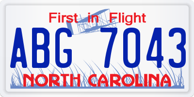 NC license plate ABG7043