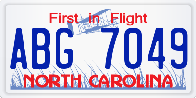 NC license plate ABG7049