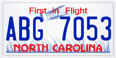 NC license plate ABG7053