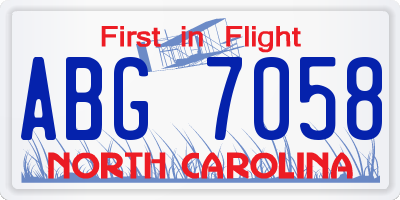 NC license plate ABG7058