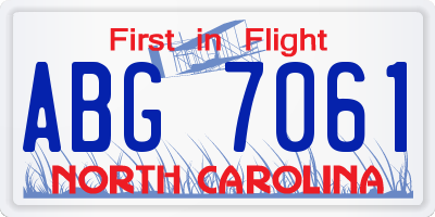 NC license plate ABG7061