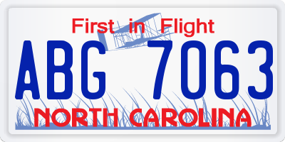 NC license plate ABG7063