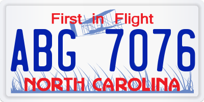 NC license plate ABG7076
