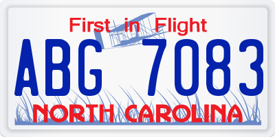 NC license plate ABG7083