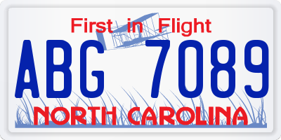 NC license plate ABG7089