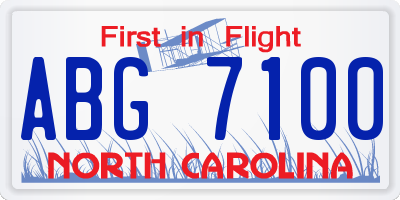 NC license plate ABG7100