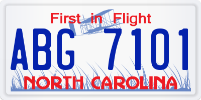 NC license plate ABG7101