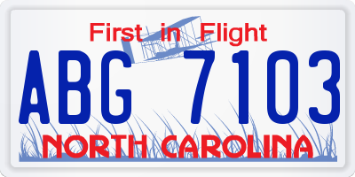 NC license plate ABG7103