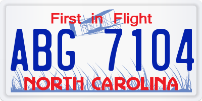NC license plate ABG7104