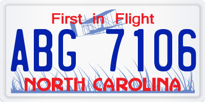 NC license plate ABG7106