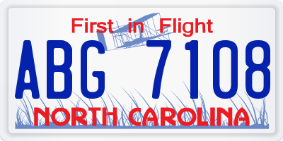 NC license plate ABG7108