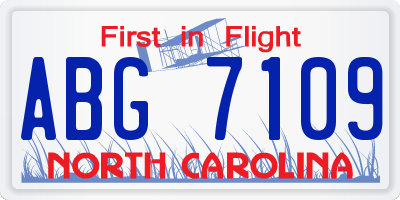 NC license plate ABG7109