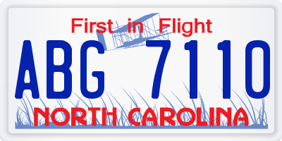 NC license plate ABG7110
