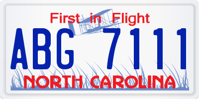 NC license plate ABG7111