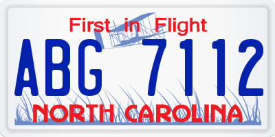 NC license plate ABG7112