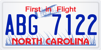 NC license plate ABG7122