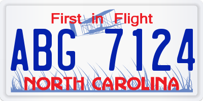 NC license plate ABG7124