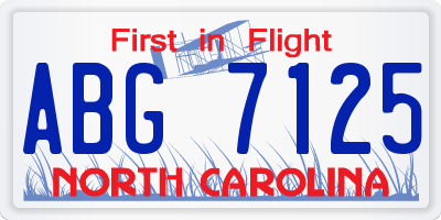 NC license plate ABG7125