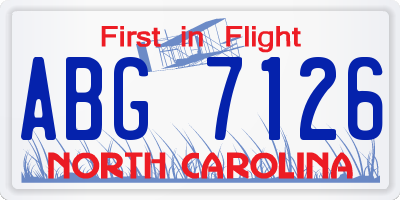 NC license plate ABG7126