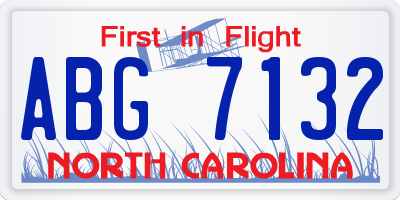 NC license plate ABG7132
