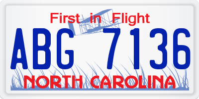 NC license plate ABG7136