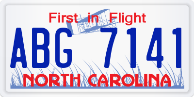 NC license plate ABG7141