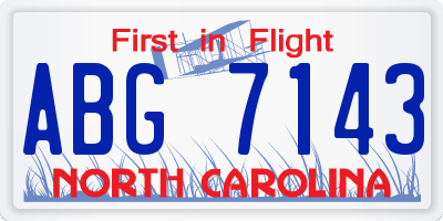 NC license plate ABG7143