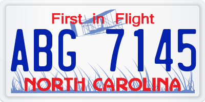 NC license plate ABG7145
