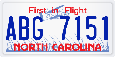 NC license plate ABG7151