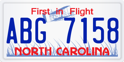 NC license plate ABG7158