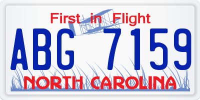 NC license plate ABG7159