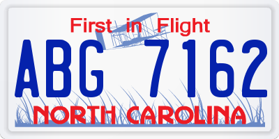 NC license plate ABG7162