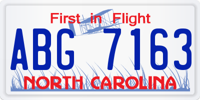 NC license plate ABG7163