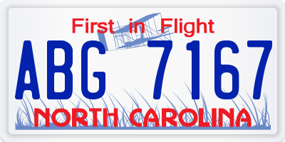 NC license plate ABG7167