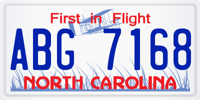 NC license plate ABG7168