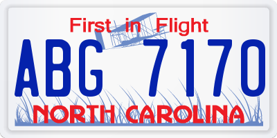 NC license plate ABG7170