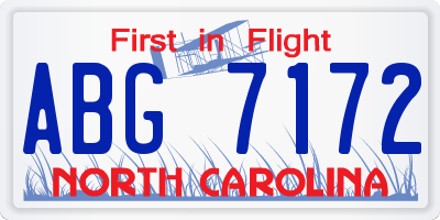 NC license plate ABG7172