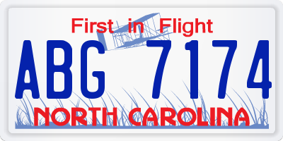 NC license plate ABG7174