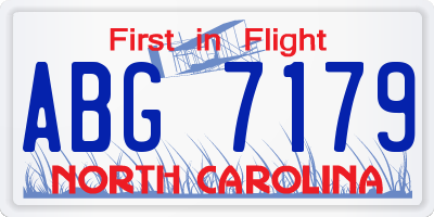 NC license plate ABG7179