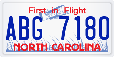 NC license plate ABG7180
