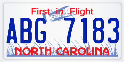 NC license plate ABG7183